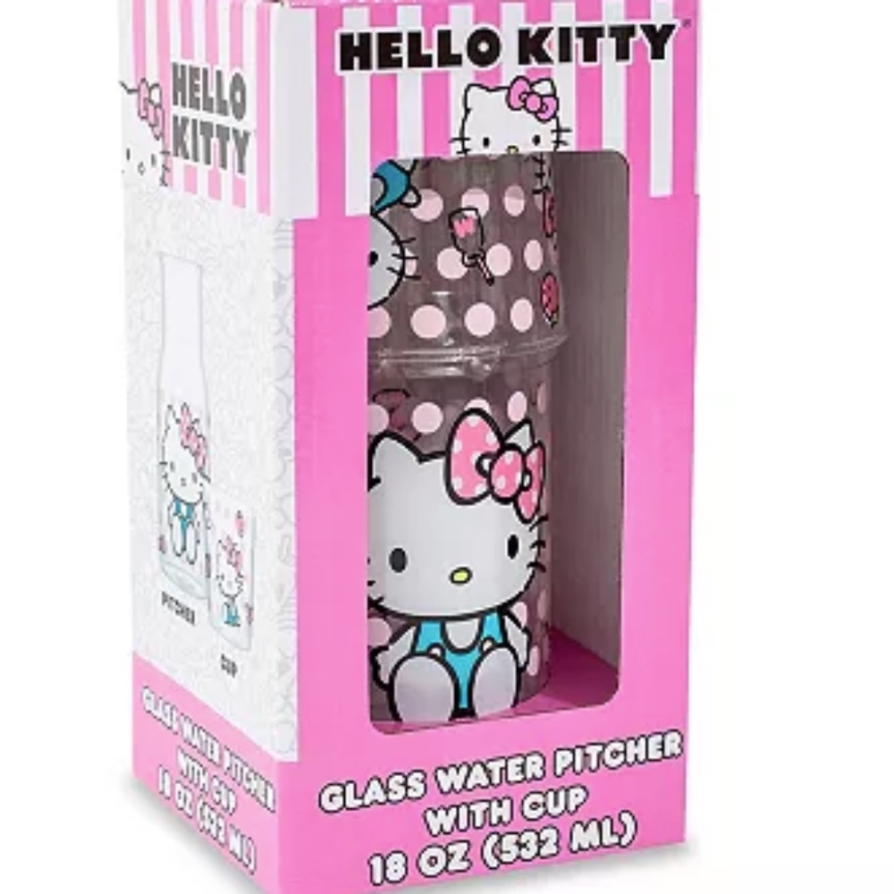 Hello Kitty Boxed 18oz Glass Water Pitcher with Cup